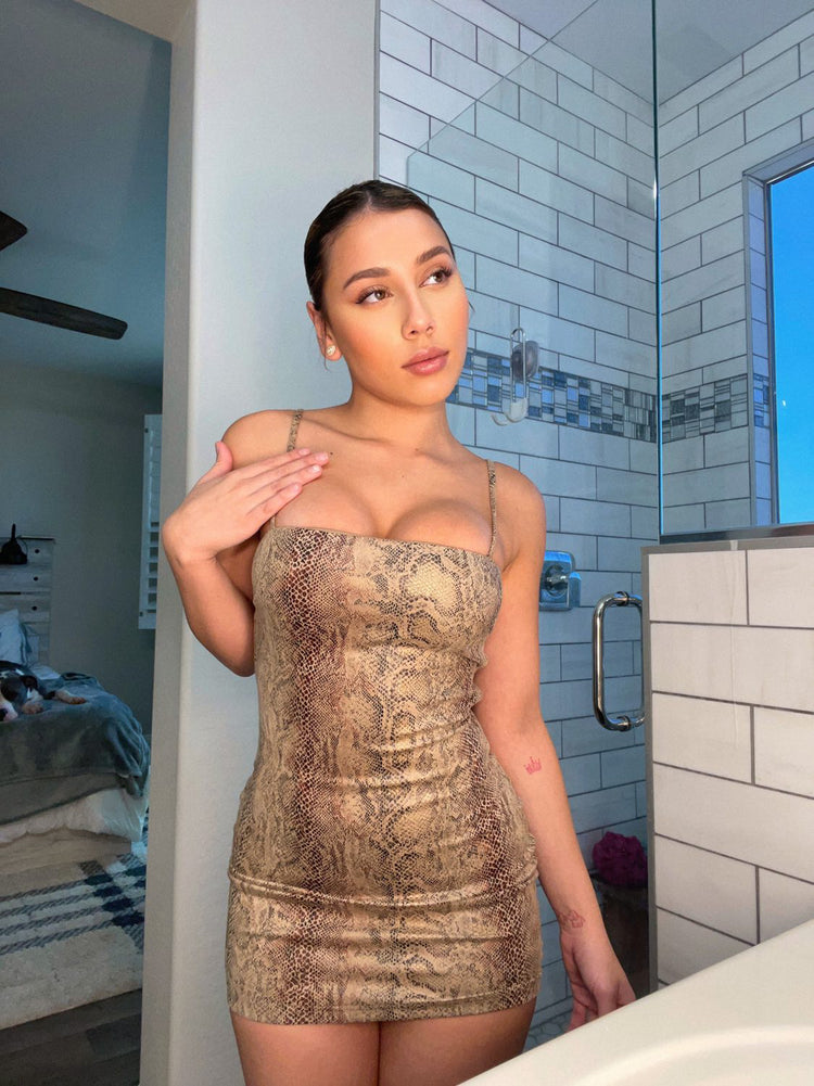 Breeyana Mini Snake Skin Dress - Style Baby OMG Fashion Boutique - Stylebabyomg - Buy - Aesthetic Baddie Outfits - Babyboo - OOTD - Shie 