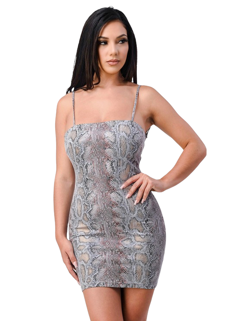 Breeyana Mini Snake Skin Dress - Style Baby OMG Fashion Boutique - Stylebabyomg - Buy - Aesthetic Baddie Outfits - Babyboo - OOTD - Shie 