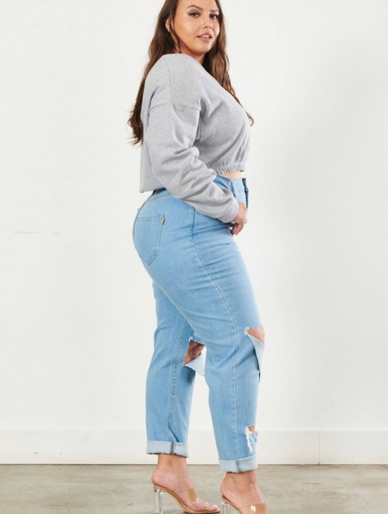 Natalia Mom Distressed Jeans - Style Baby OMG Fashion Boutique - Stylebabyomg - Buy - Aesthetic Baddie Outfits - Babyboo - OOTD - Shie 